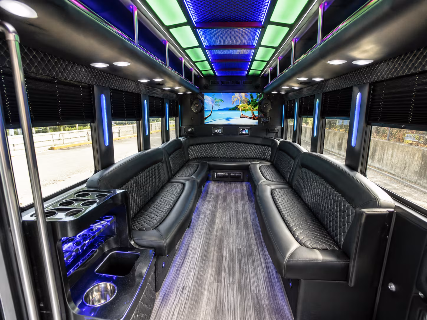 hickory 18 passenger party bus inside