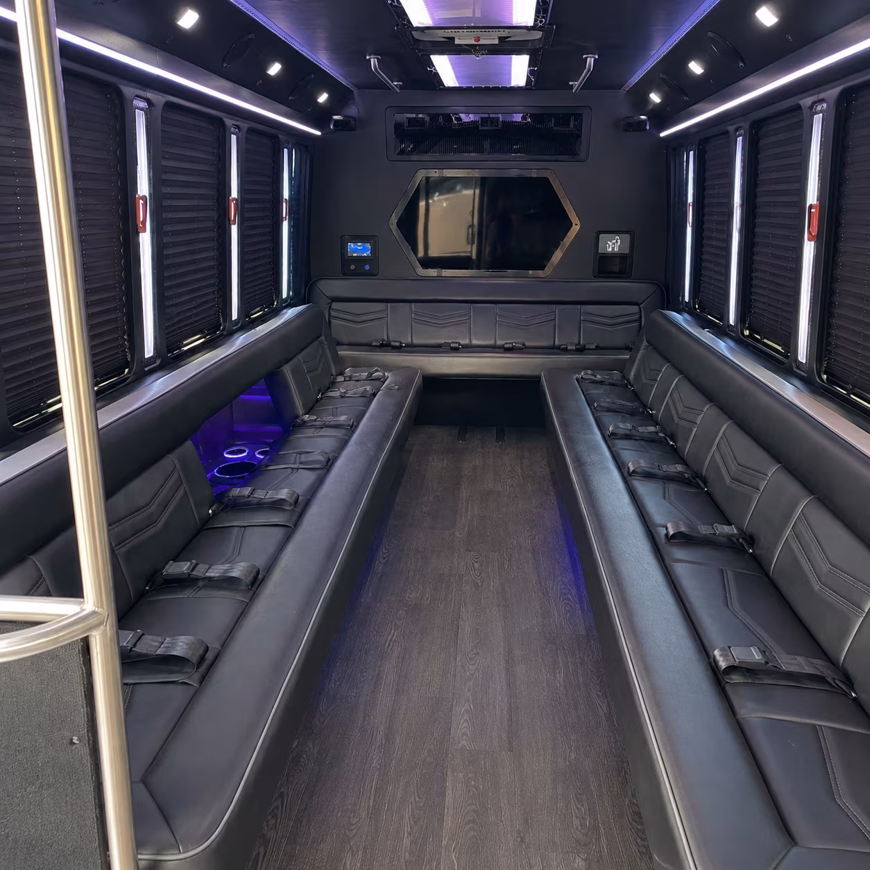 hickory 18 passenger party bus interior