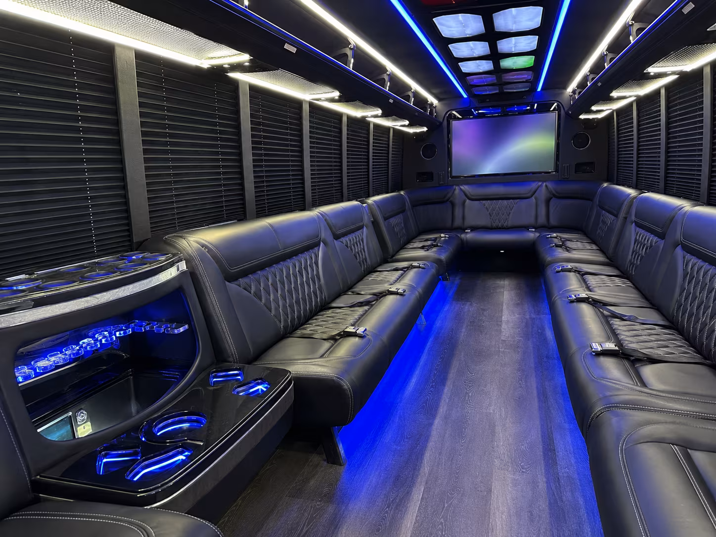 hickory 20 passenger party bus inside