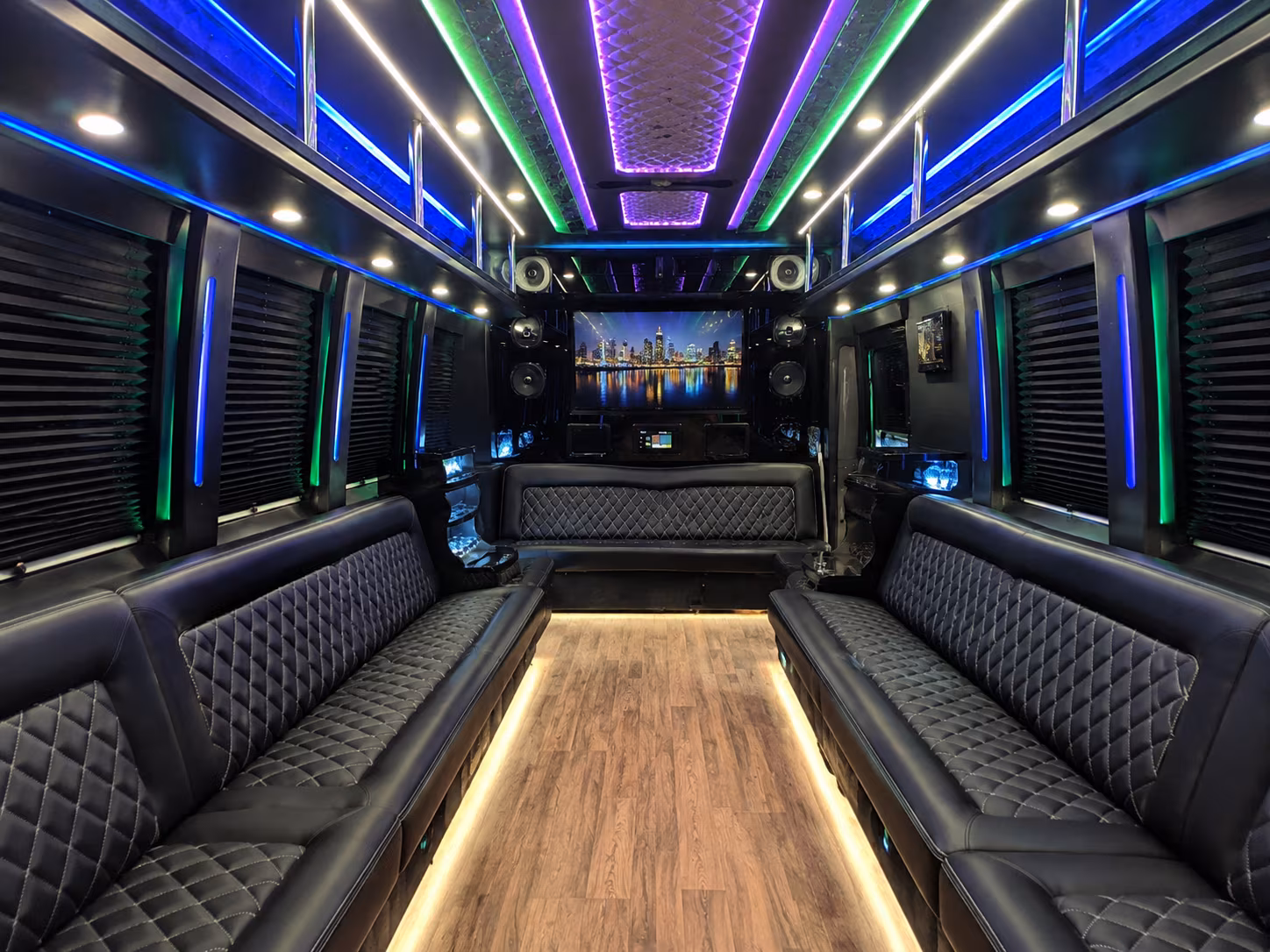 hickory 25 passenger party bus interior