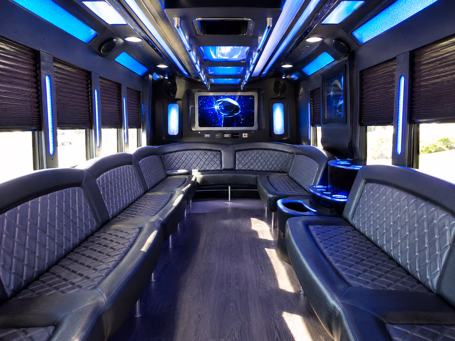 hickory 28 passenger party bus inside