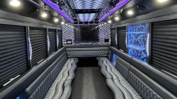 Interior of Charter Bus Company Hickory's Party Bus in Hickory